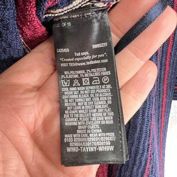 NWT Ted Baker Size 3 Ottoman Skater Dress Stripe Dark Blue - Picture 11 of 11